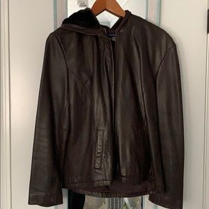Vintage Ann Taylor Leather Jacket with hood